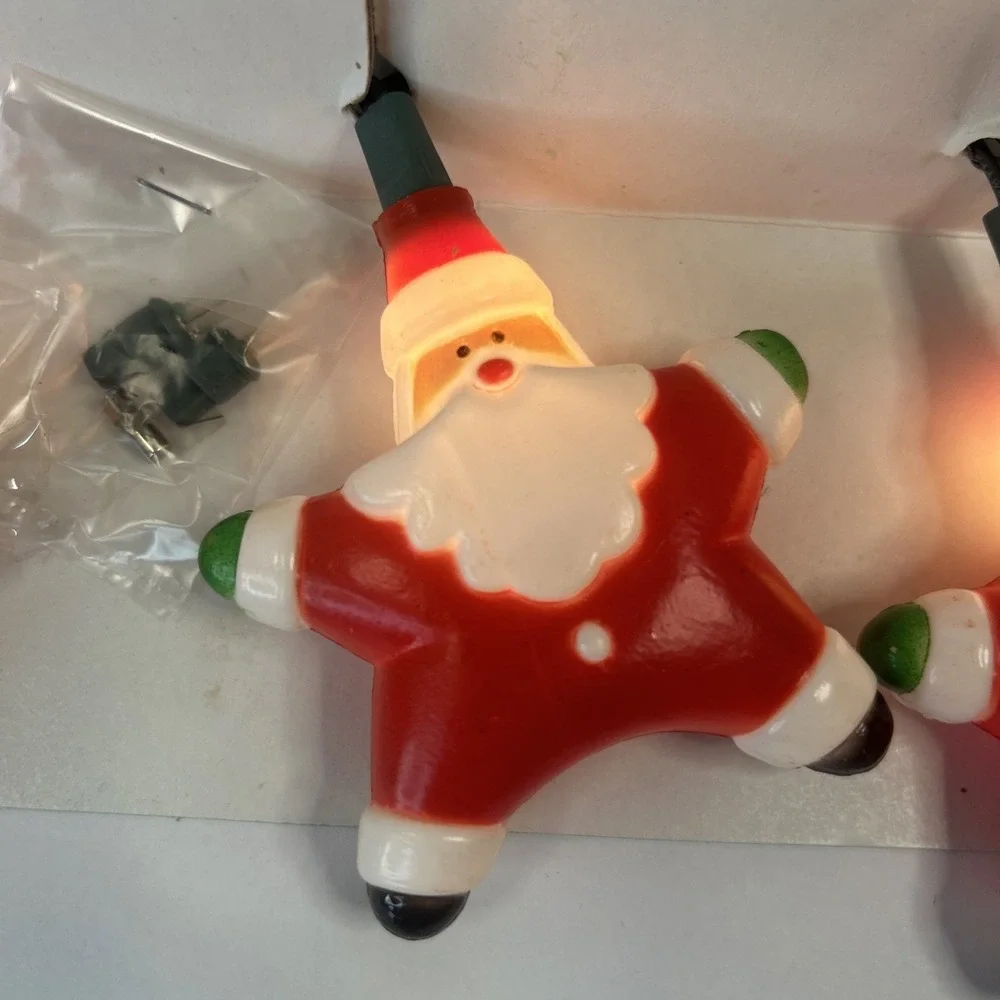 Vintage‎ Star Santa Christmas String Lights Indoor/Outdoor Clear Bulbs 1995
